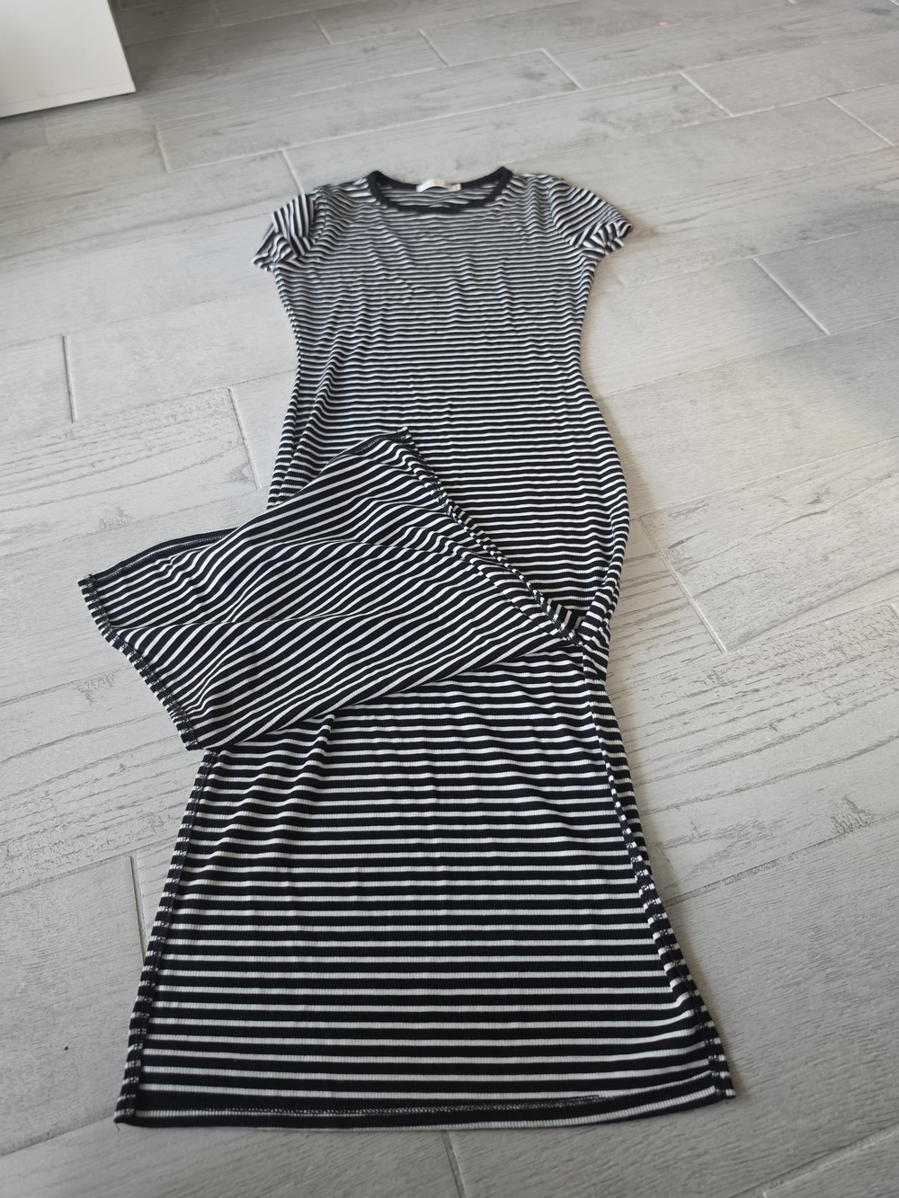 Heart Hips Black and White Striped Maxi Dress